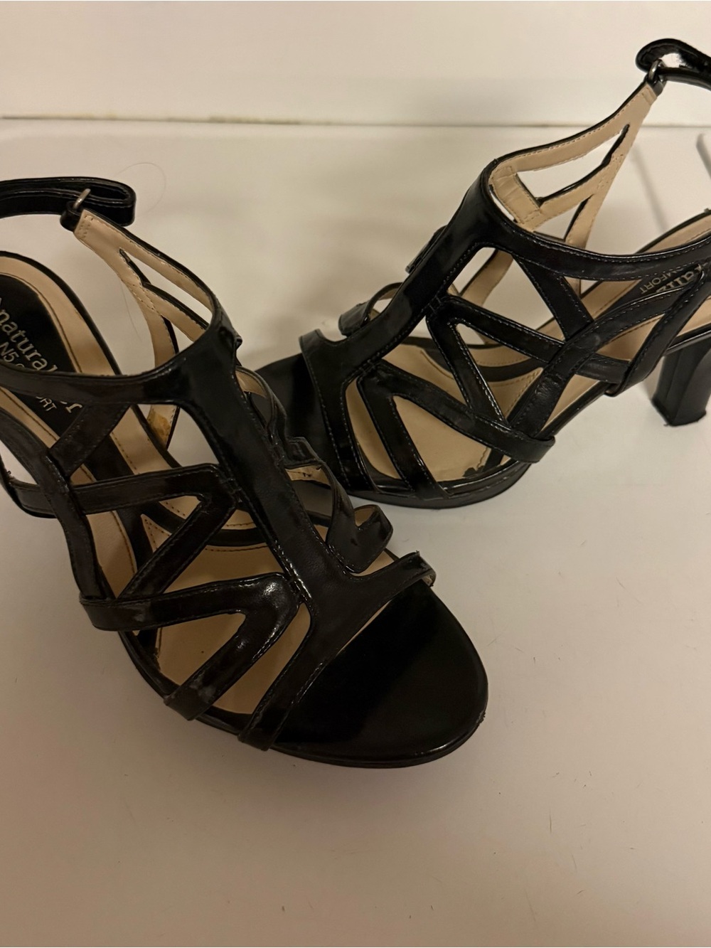 Naturalizer Black Strappy Block Heel Sandals